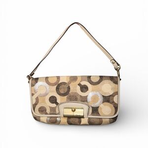 Coach Kristin Op Art Sequin Signature Medium Clutch Wristlet